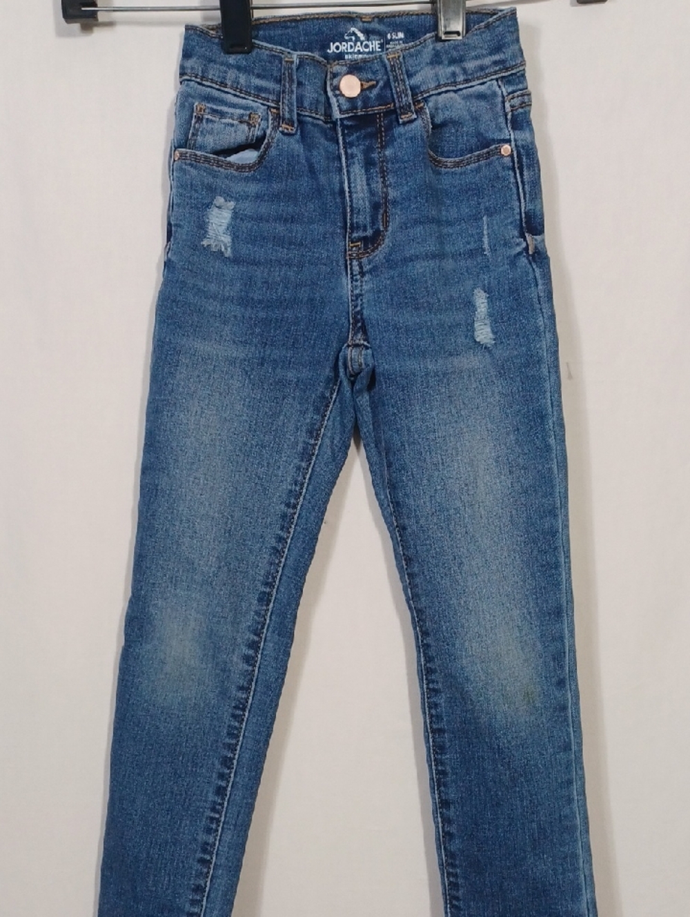 Jordache Kids Medium Blue High-Rise Skinny Jeans with Light Distress